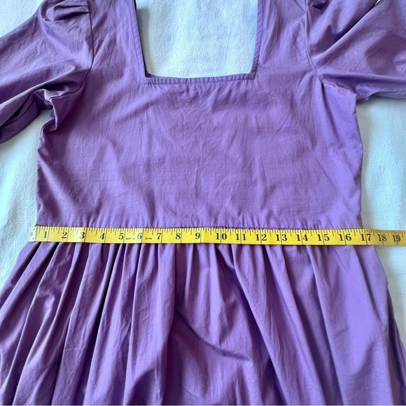 Maude Vivante Square Neck Puff Sleeves Tiered Skirt 100% Cotton Purple Dress‎ S - Picture 9 of 13